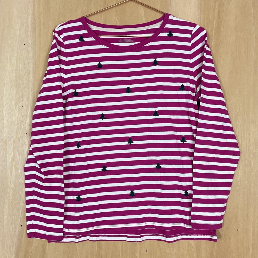 Talbots Pink and White Striped Long Sleeve Tee
